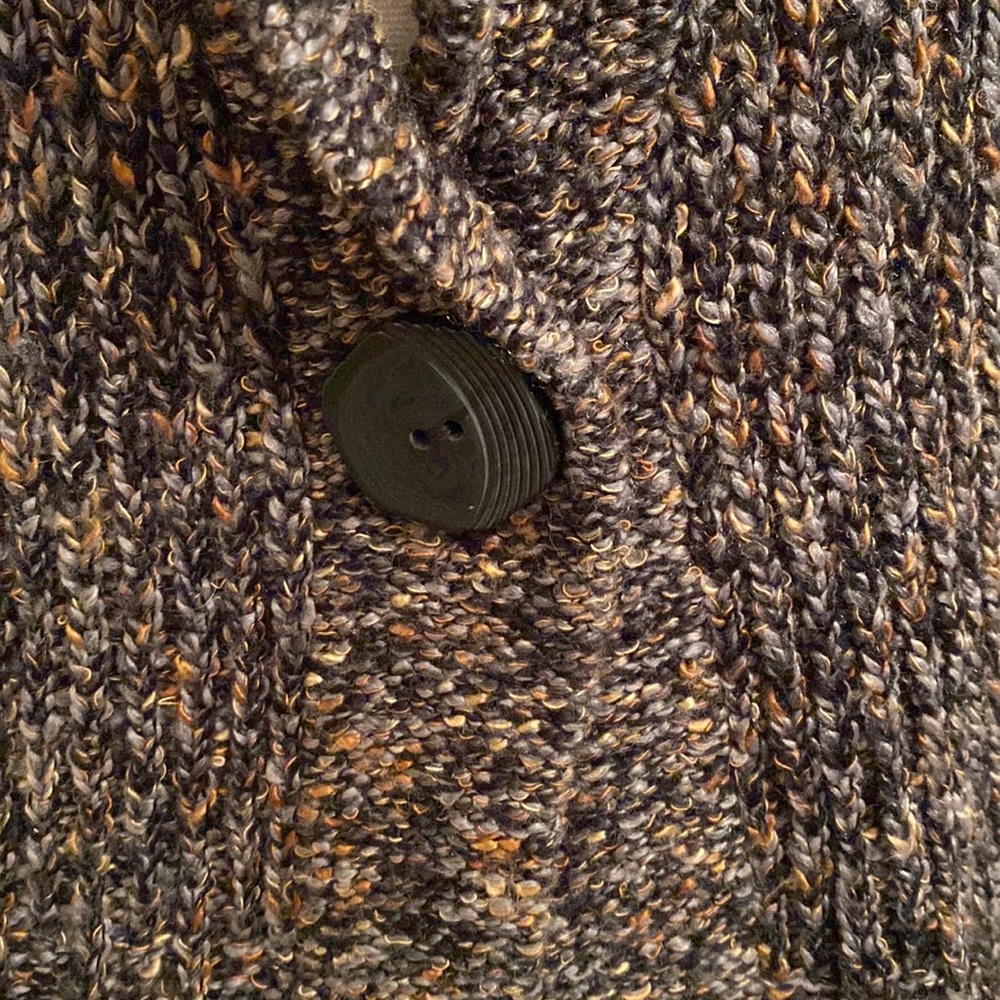Alps Gray Orange Brown SZ L Cabincore Outdoorsy Gorpcore Knit Cardigan Sweater - Picture 4 of 10